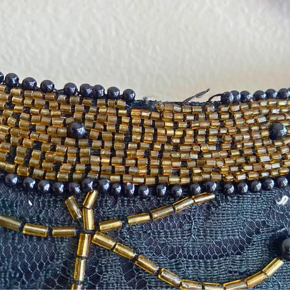 LAURENCE KAZAR XL Black Gold Beaded Jacket Blazer Evening Holiday Cocktail Top - Picture 12 of 13